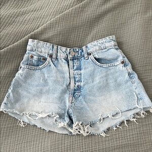 Zara Light Blue Distressed Jean Shorts